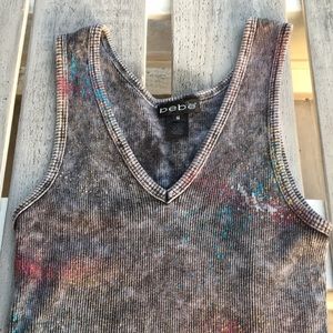 BEBE Steel Gray Tie Dye Tank Top SZ S